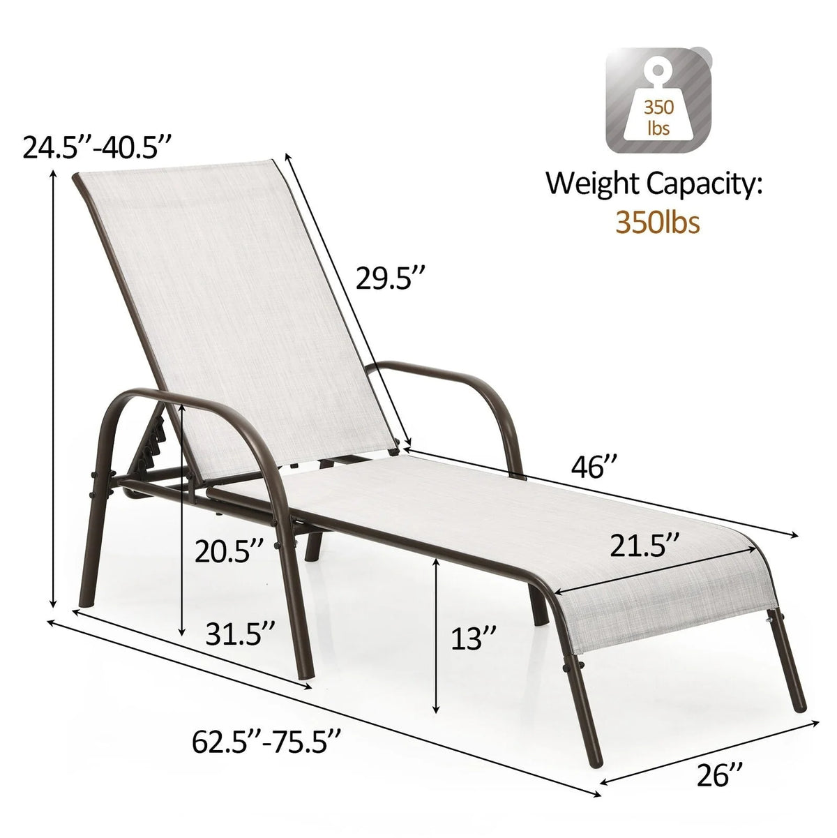 2 Pcs 5 Position Fabric Folding Outdoor Chaise Lounge Chairs Lightweight Pool Chairs Patio Lawn Recliner Sun Lounger - Comfortable And Ergonomic Design