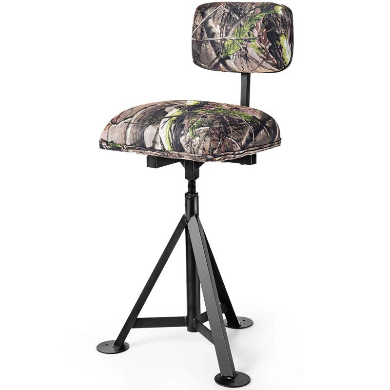 360Deg Camo Swivel Hunting Chair For Outdoor Activities Height Adjustable Tripod Blind Stool Chair With Detachable Backrest Padded Seat - Comfortable And Ergonomic Design