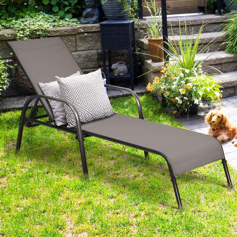 2 Pcs 5 Position Fabric Folding Outdoor Chaise Lounge Chairs Lightweight Pool Chairs Patio Lawn Recliner Sun Lounger - Comfortable And Ergonomic Design