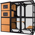Aivituvin Large Cat Catio, 4 Tiers, Weatherproof Roof, 70"H x 77"L