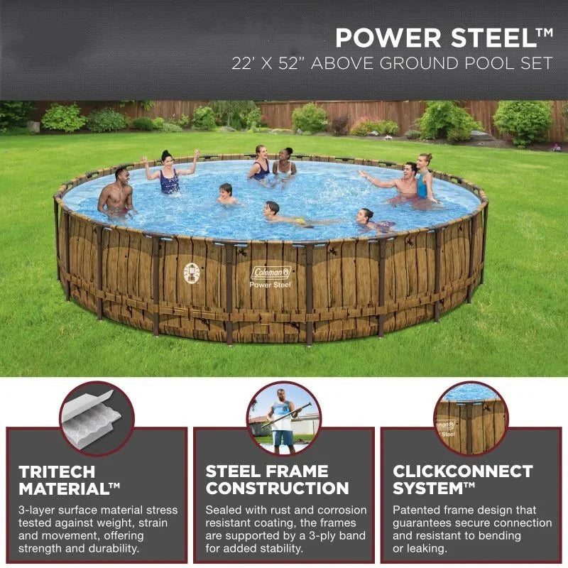 22' x 52" Round Above Ground Pool Set