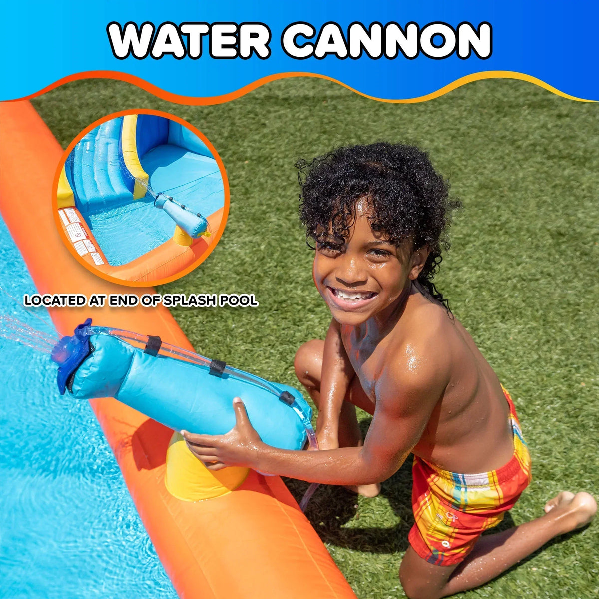 Sportspower�?Big Wave II Inflatable Water Slide with Climbing Wall & Splash Pool, Ages 3-8, Heavy Duty, ASTM Certified, Lifetime Warranty on Included Blower