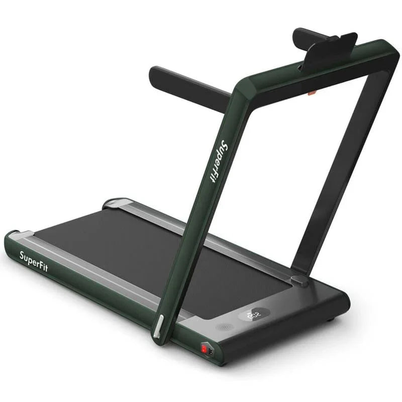 2 in 1 Folding Treadmill, 2.25HP Under Desk Electric Treadmill, Portable Walking Running Machine with Dual Display & Smart App Control