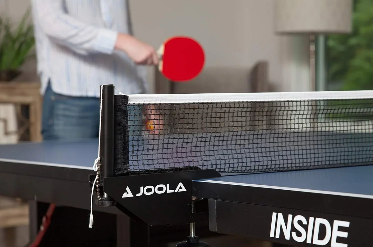 JOOLA Inside Professional MDF Indoor Ping Pong Table with Quick Clamp Table Tennis Net and Post Set - 10 Minute Easy Assembly - Tournament Quality - Foldable with Single Player Playback Mode