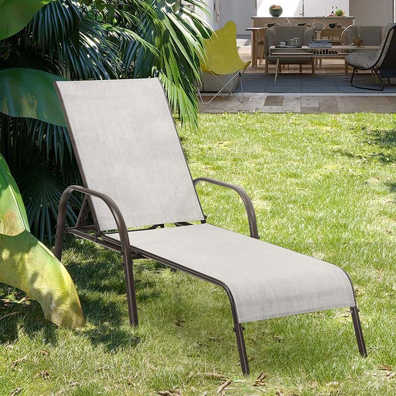 2 Pcs 5 Position Fabric Folding Outdoor Chaise Lounge Chairs Lightweight Pool Chairs Patio Lawn Recliner Sun Lounger - Comfortable And Ergonomic Design