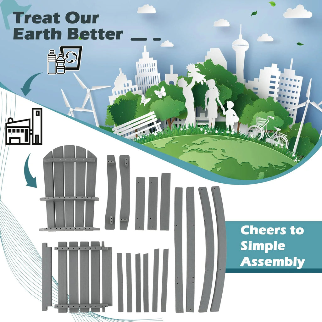 Outdoor Hdpe Tall Adirondack Chairs With Armrests Amp Footrest 30Quot Counter Height Bar Stools For Garden Backyard - Comfortable And Ergonomic Design