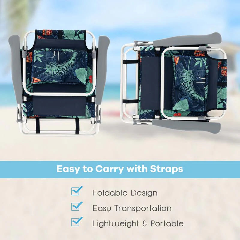 2 Pack 5 Position Outdoor Folding Backpack Beach Chair Amp Table Set Patio Lawn Camping Chair Beach Sling Chair - High Quality Set For Everyday Use