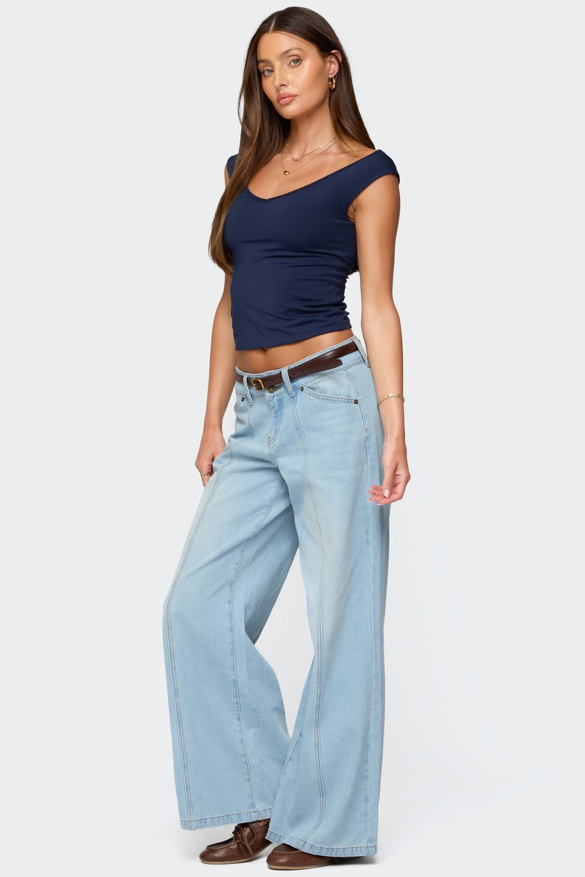 Angeline Wide V Neck Top
