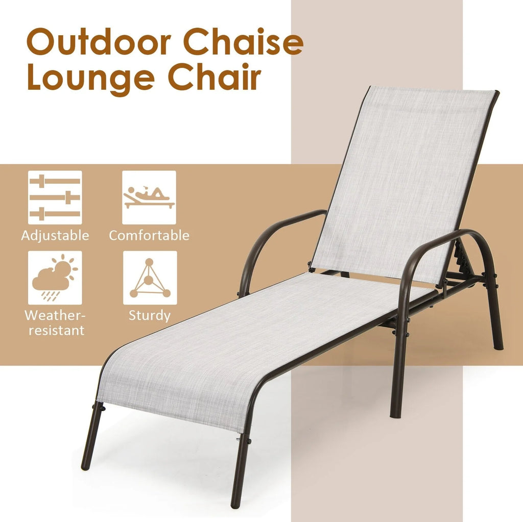2 Pcs 5 Position Fabric Folding Outdoor Chaise Lounge Chairs Lightweight Pool Chairs Patio Lawn Recliner Sun Lounger - Comfortable And Ergonomic Design
