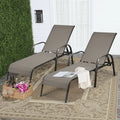 2 Pcs 5 Position Fabric Folding Outdoor Chaise Lounge Chairs Lightweight Pool Chairs Patio Lawn Recliner Sun Lounger - Comfortable And Ergonomic Design