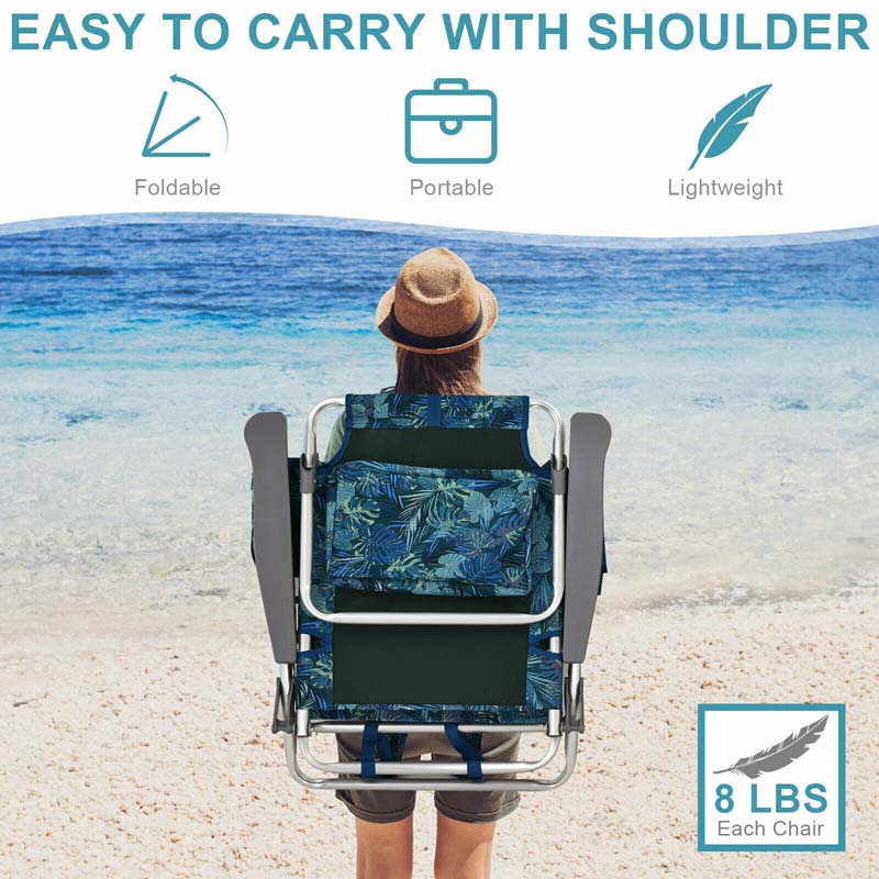 2 Pack 5 Position Outdoor Folding Backpack Beach Chair Amp Table Set Patio Lawn Camping Chair Beach Sling Chair - High Quality Set For Everyday Use