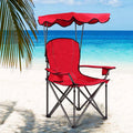 Outdoor Canopy Chair Portable Folding Beach Chair With 2 Cup Holders 600D Pvc Fabric Camping Chair Lawn Chair - Comfortable And Ergonomic Design