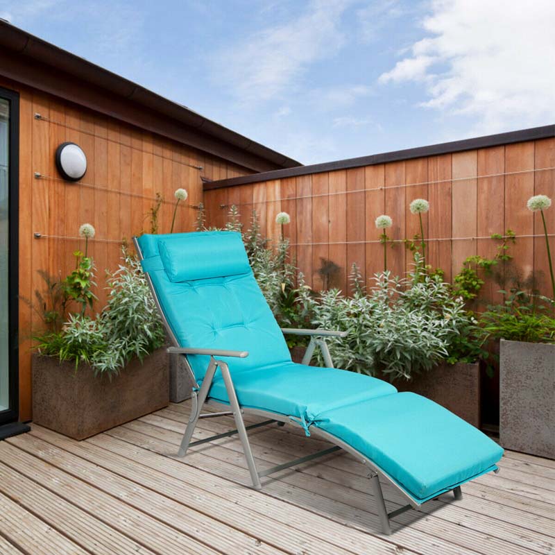 7 Position Folding Outdoor Chaise Lounge Chair Lightweight Patio Pool Chair Sun Lounger With Cushion Amp Pillow - Comfortable And Ergonomic Design