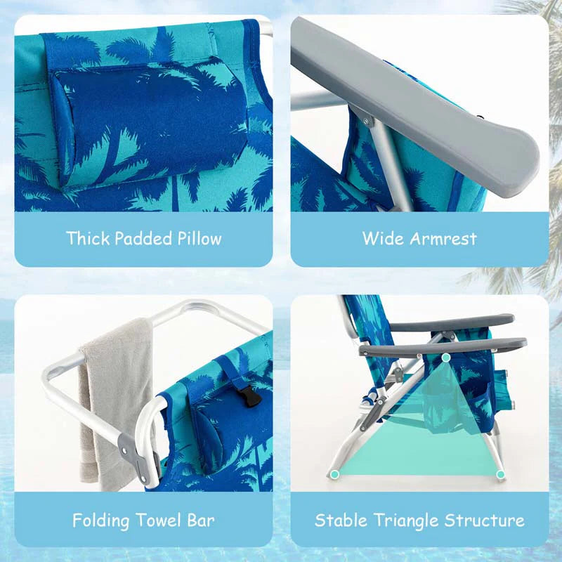 2 Pack 5 Position Outdoor Folding Backpack Beach Chair Amp Table Set Patio Lawn Camping Chair Beach Sling Chair - High Quality Set For Everyday Use
