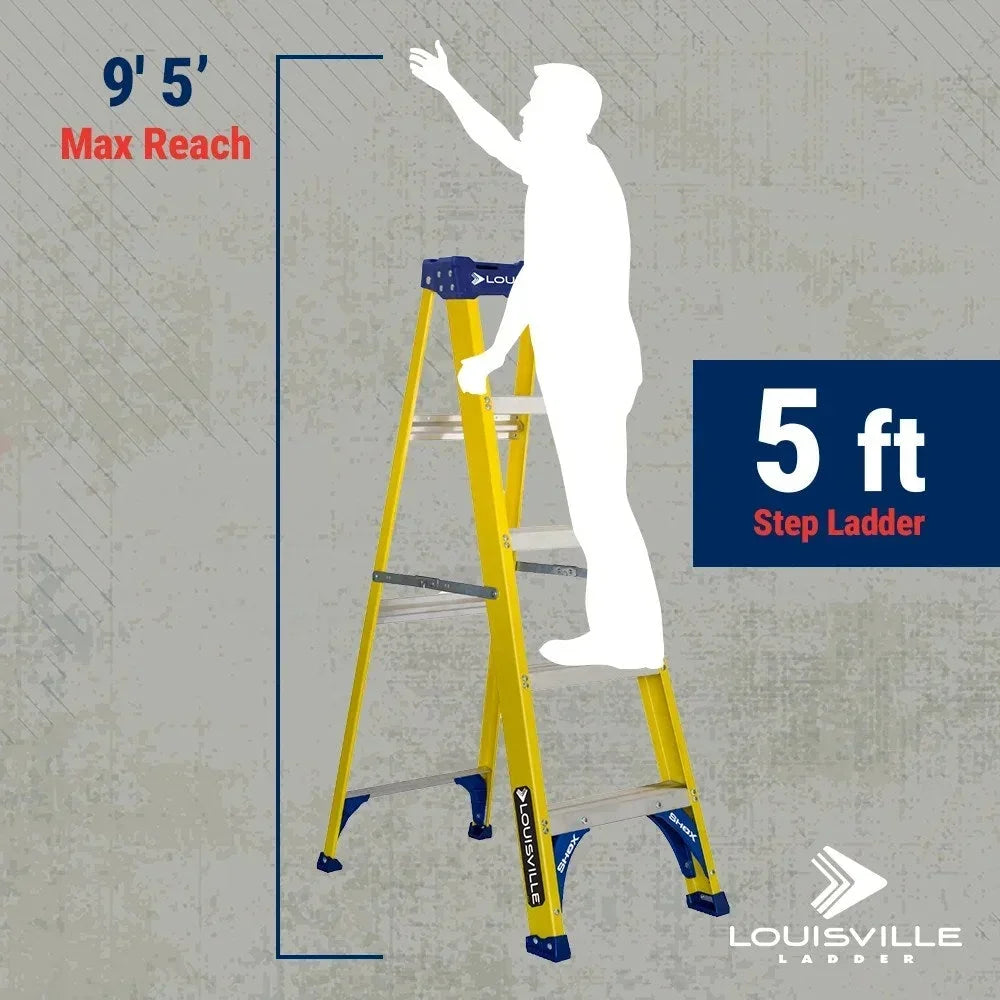 Louisville Ladder 5-Foot Fiberglass Step Ladder,250-Pound Load Capacity,Type I,FS2005