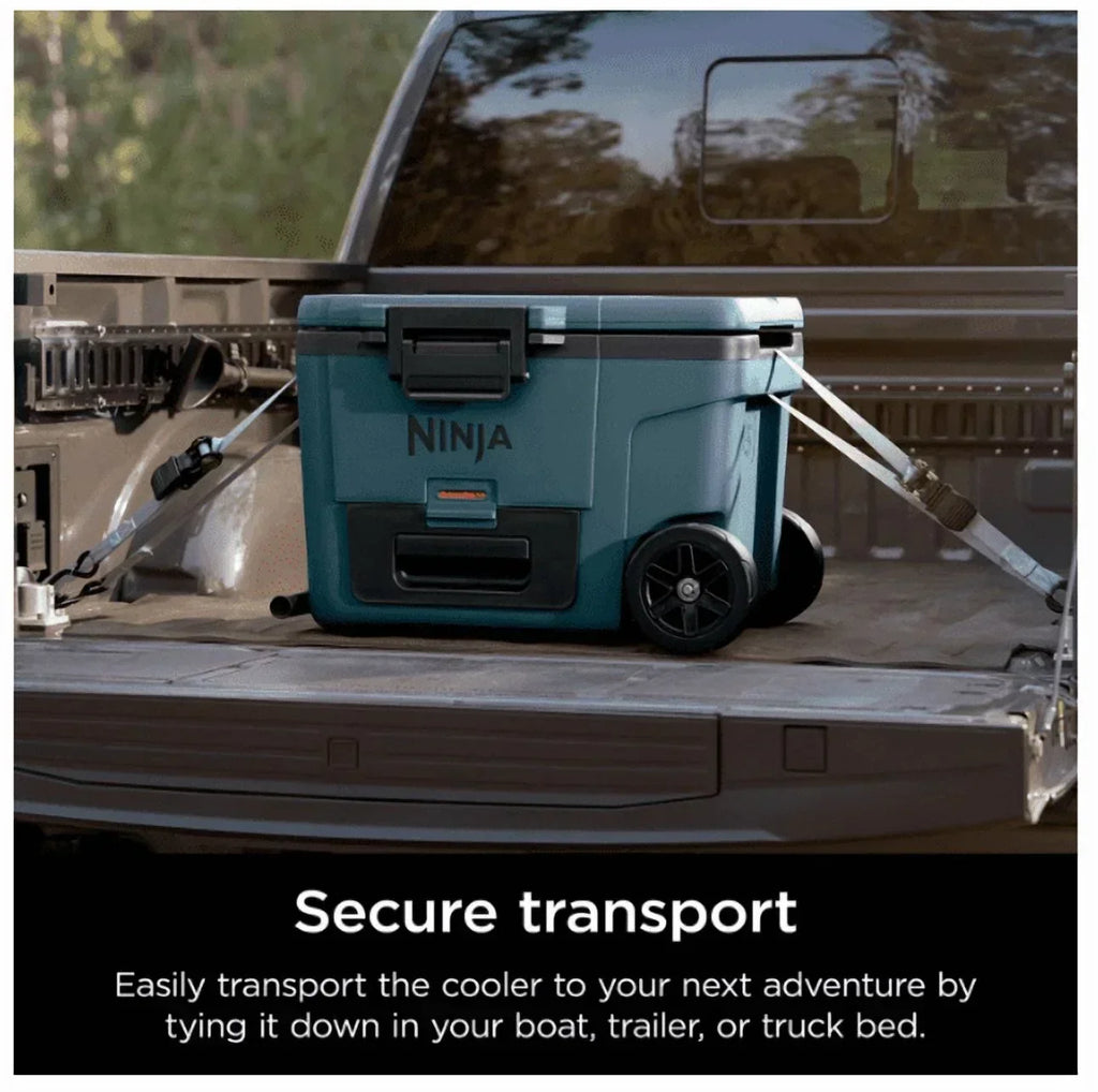 Ninja | Cooler | FrostVault 45QT Cooler with Wheels | Insulated with Temp Dry Storage Drawer | Keeps Ice Cold for Days | for The Beach, Camping, Picnics & More | Ocean Blue | FB245AOB